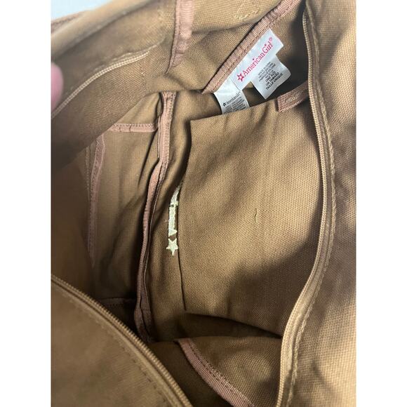 American Girl Messenger Bag Tan Pink Straps Crossbody Adjustable Girls Tote - Picture 4 of 6